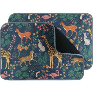 IEUUMLER Washable Pee Pads for Dogs, 2 Pack Forest Pattern Reusable Waterproof Puppy Pads, Non-Slip Super Absorbent Dog Training Pad for Playpen Crate Bed EU013 Navy Blue Jungle, 24x18