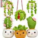 MAGIMUSE Crochet Kit for Beginners, Crochet Starter Kits, Amigurumi Craft Knitting Crocheting Kits with Step-by-Step Video Tutorials, 6 Pack Hanging Potted Plants Family(40%+ Yarn