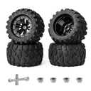 Hosim 75mm RC Wheels and Rubber Tires 12mm Hex for Redcat Volcano 1/10 Scale RC Car Parts, for Traxxas Rustler Stampede 4x4 VXL Hoss,for RIAARIO AMORIL RC Truck Tires RC Vehicle Tires Preglued 4PCS Missing Tools