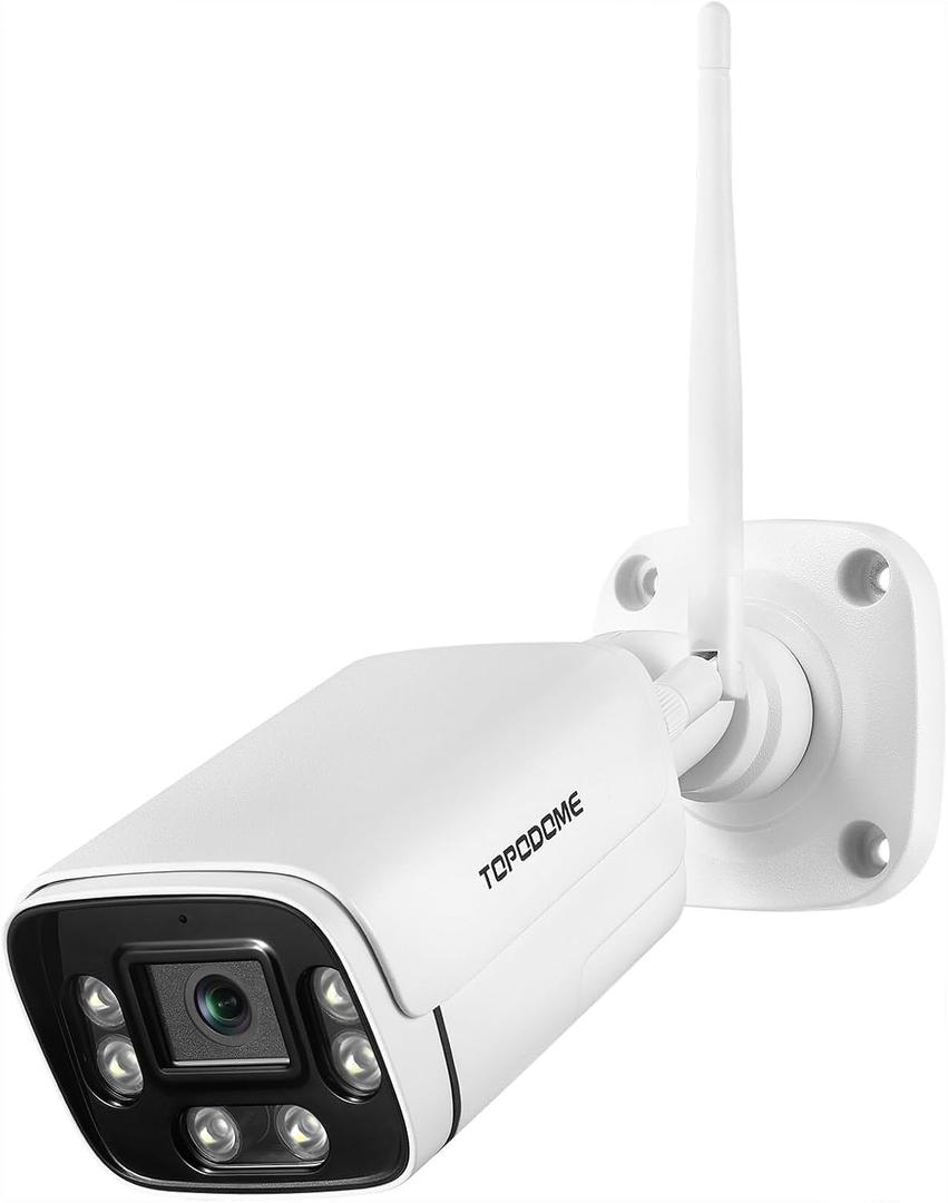Wi-Fi Bullet Security Camera Outdoor,1080P ONVIF IP WiFi Surveillance Camera, Humanoid Detect/ 2-Way Audio/Siren Alarm/SD Card/Night Vision, Weatherproof IP66 Metal Case (White)