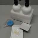 Thick Glass Soap Dispenser - Kitchen Dish Hand Soap Dispenser Set,Rustproof Pump Soap Lotion Dispenser Bathroom with Tray,14 Stickers for Kitchen Decor White Bottle/Black Pump