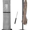 Patio Umbrella Parasol Cover with Air Vent,600D Waterproof Cantilever Umbrella Covers,Anti-UV Umbrella Covers with Telescopic Support Pole (3-Grey, Cantilever 9'-13')