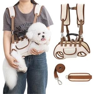 Dog Carrier Backpack for Medium Pets, Breathable Detachable Travel Pet Bag with Adjustable Straps, Portable Hands-Free Dog Cat Carrier Backpack for Hiking, Walking & Camping (M). (Medium (8.82Lbs-14.33Lbs), White)