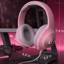 syndesmos CM7002 Gaming Headset for PS5, PS4, PC, Mac, Switch, Xbox Series, Surround Sound RGB Gaming Headphones with Noise Canceling Microphone, 50MM Dynamic Drivers, 3.5MM Audio Jack, Light Pink