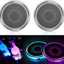 2PCS LED Cup Holder Lights for Car, Rechargeable 7 Color-Changing Light Up Cup Holder Insert Coasters, Car Accessories for Teens, Car Gifts for Men & Women