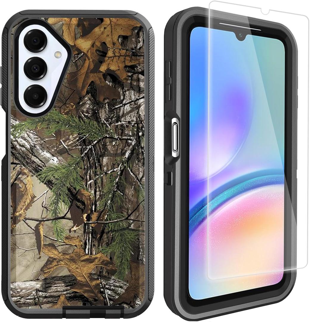 Compatible for Samsung Galaxy A16 Case Camo with Screen Protector for Men Boy [Military Grade Protection] Heavy Duty Shockproof Cover for Samsung Galaxy A16 5G/4G, Camouflage