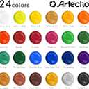 Artecho Acrylic Paint Set 24 Colors 2oz/59ml with 12 Brushes, Art Craft Paints Kit, Paint for Canvas, Rocks, Wood, Fabric, Ceramic and Art Supplies, Non Toxic Paint for Artists and Beginners