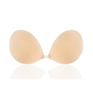 Niidor Adhesive Bra Strapless Sticky Invisible Push up Silicone Bra for Backless Dress with Reusable Nipple Covers, D