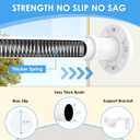 Tension Curtain Rod Extra Long White Shower Curtain Rods No Drilling Outdoor Tension Rod 31-168 inch Shower Rod Adjustable Spring Tension Rods Heavy Duty for Bathroom Patio Window Rust Proof