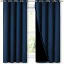 NICETOWN 100% Blackout Curtains with Black Liners, Thermal Insulated Full Blackout 2-Layer Lined Drapes, Energy Efficiency Window Draperies for Bedroom (Moroccan Blue, 2 Panels, 52" W by 63" L)