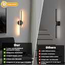 Rechargeable Battery Operated Wall Sconce Set Of Two, Black Wireless LED Wall Sconces With Remote Control, Dimmable 3 Colors Cordless wall lights for Living Room, bedroom, Hallway, 23.6 Inch ( 2pcs), 23.6" 2-Pack