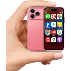 Mini Phone for Kids, Unlocked Kid Phone, 4.0 inch HD Touch Screen, 3GB+32GB, 4G, Dual SIM, Face ID, Android 10.0, GPS, Kids Smart Phone (Pink)