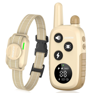 Jugbow Dog Shock Collar - 4200FT Dog Training Collar with Remote for Large Medium Small Dogs, Electric Collar with Beep/Safe Static/Vibration, Rechargeable Waterproof IPX8 E Collars (Beige)