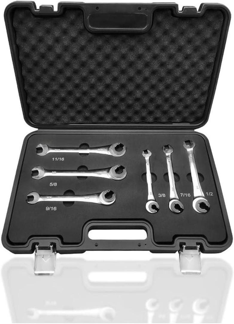 Tubing Ratchet Wrench Set 72 Teeth Combination Oil Wrenches with Open Flexible/Fix Head Ratchet For Car Repair Tools (Color : Flexible head 6 pcs)