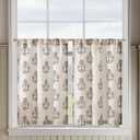 jinchan Linen Kitchen Curtains 36 Inch Floral Tier Curtains Farmhouse Cottage Core Flax Cafe Rod Pocket Country Small Window Drapes for Laundry Room Bathroom RV 2 Panels Black on Beige