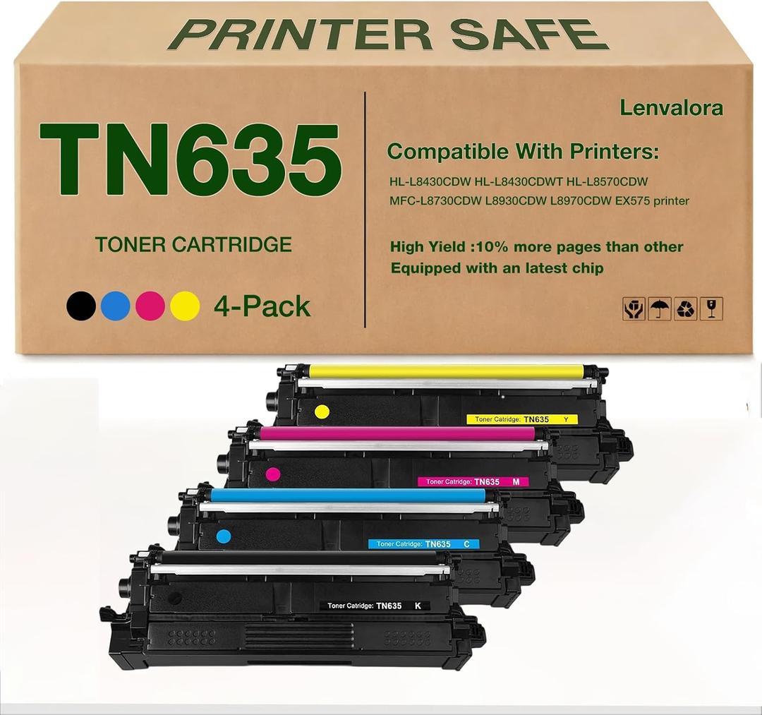 TN635 TN-635 Toner Cartridge Replacement for Brother TN635XL TN635 Toner Work for HL-L8430CDW HL-L8430CDWT HL-L8570CDW MFC-L8730CDW MFC-L8930CDW MFC-L8970CDW MFC-EX575 EX575 Toner Printers
