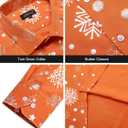 DiBanGu Men's Silk Paisley Dress Shirt Formal Long Sleeve Button-Down Casual Shirts for Wedding Party (Orange)