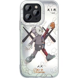 OPHK Case for iPhone 12 Pro and for iPhone 12, 3D Silver with Trendy Sneaker Cartoon Design, Street Artwork Bear Air IMD Laser Shockproof Silicone Protective Cell Phone Back Cover for Boys Girls