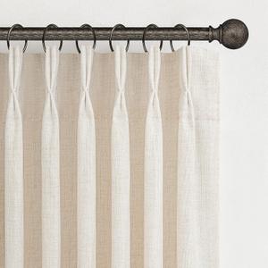 Pinch Pleated Linen Curtains 96 Inches Long for Living Room Bedroom, Light Filtering Boho Window Drape 96 inch 2 Panels Burgs with Hooks&Rings 8ft Cream Birch Sliding Glass Door Sheer Curtain Decor, Birch, 40"W x 96"L( Pack of 2)