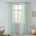 FMFUNCTEX Linen Sheer Curtains for Bedroom, Sage Green Curtains 96 inches Long for Living Room, Farmhouse French Flax Blend Window Draperies, Rod Pocket 2 Panels Set