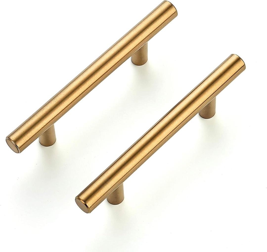 Ravinte 30 Pack 5 Inch Cabinet Pulls Brushed Brass Stainless Steel Kitchen Drawer Pulls Cabinet Handles 5Length, 3 Hole Center