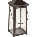 Solar Powered Lantern with LED Candle, Traditional, Black, 11", 62401