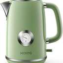 Electric Kettle 1.8L with Temperature Gauge, 1500W Fast Boiling Electric Tea Kettle, 100% Stainless Steel Retro-Style Hot Water Kettle Electric - Glowing LED Light, Auto Shut-Off & Boil-Dry Protection (Green)