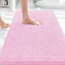 OLANLY Bathroom Rugs 36x24, Extra Soft Absorbent Chenille Bath Rugs, Rubber Backing Quick Dry, Machine Washable Bath Mats for Bathroom Floor, Tub and Shower, Home Decor Accessories, Pink