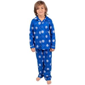 Ultra Game Youth NBA Official 2-Piece Super Soft Button Down Pajamas Set, Blue (Size 4)