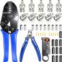 Taiss Coaxial Cable Tool Kit BNC Crimp tool with 10PCS BNC Male Crimp Connector,Coaxial Cable Stripper Cutter,Wire Cable Cutter and Heat Shrink Tube for RG58/RG59/RG62/RG174