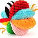 8-in-1 Sensory Balls for Infant Toddlers,Rainbow Fabric Baby Toy for Sensory Development,Montessori Toys for Babies 6-12 Months,8 Different Sensory Tactile Textures with Crinkle Rattle Squeakers