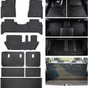 Floor Mats for 2025 2026 Nissan Armada/Infiniti QX80 8 Seats (Not Fit 7 Seats) Trunk Mat & Backrest Mat TPE All Weather Protection Car Floor Liners with Cargo Liner Accessories-Black