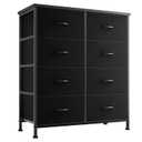 Dresser for Bedroom with 8 Drawers, Anti-Tip Tall Fabric Chests Storage Organizer Tower Furniture with Wooden Top Metal Frame for Clothes, Closet, Living Room, Hallway, Entryway (11.8"D x 31.4"W x 36.3"H (8 Drawers), Black)