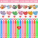 LEASEN Valentines Day Gifts for Kids, 28 Pack Mini Bubble Wands with Valentines Animal Themes Greeting Cards, Valentine's Day Classroom Exchange Gift Set, School Prizes Party Favor