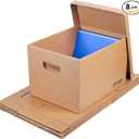 Archival Storage Boxes (8-Pack) - Extra Strong 3-Ply Side Walls, Heavy-Duty Kraft Board, Ready-To-Assemble with Handles and Lids for Files and Photo Storage, Legal/Letter Size 12x16x10 Inches