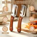 Multifunctional Vegetable Peeler 3-in-1, Julienne Peeler, Fruit Peeler Knife with Ergonomic Wood Handle, Stainless Steel Blade for Efficient Peeling, Grating & Slicing2PCS)