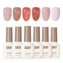 GAOY Sunset Sheer Jelly Gel Nail Polish of 6 Transparent Nude Red Pink Coral Colors Sheer Gel Polish Kit for Salon Manicure and Nail Art DIY at Home