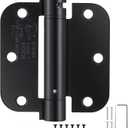 3 Pack | Self Closing Door Hinges 3.53.5, HBL' Automatic Door Closer Hinges with 5/8" Radius Corners, Adjustable Spring Door Hinge for Home, Garage & Basement Doors. (Black)
