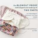 Esembly Cloth Diaper Cover - Reusable Swim Diaper, Waterproof, Breathable - Adjustable Outer Layer Over Absorbent Inner for Blowout Protection - Fantastic Funghi, Size 2 (18-35lbs)
