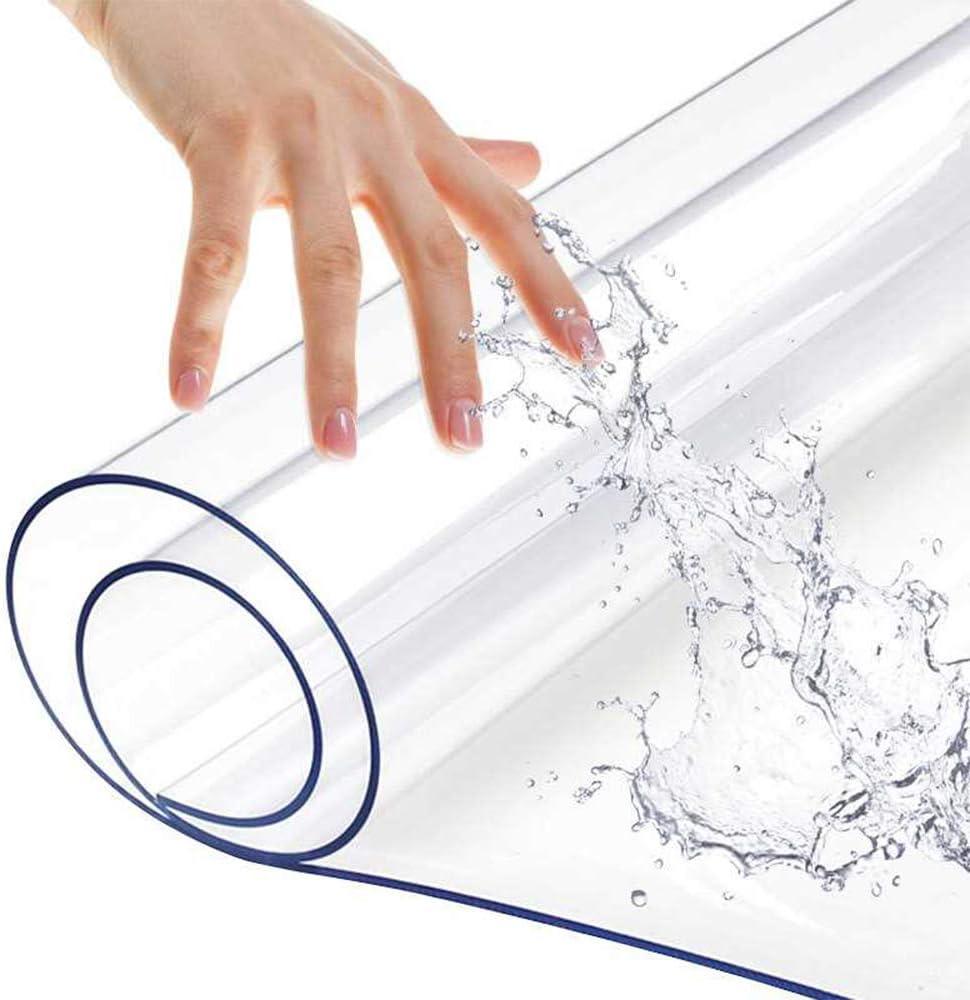 36x48 in Clear Plastic Office Desk Mat Dinner Table Protector Desktop Writing Tabletop Heat Resistant PVC Tablecloth Cloths Waterproof Wipeable for Dining Coffee Grill Table Cover Pad Mat 1.5 mm Thick (36" x 48", Clear Rectangle)