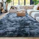 Ultra Soft Rugs for Living Room Bedroom, 5x7 Area Rugs for Living Room, Modern Shaggy Carpets Fuzzy Rug for Boys Girls Dorm Nursery Home Decor Aesthetic, Upgrade Non-Slip Durable, Tie-Dyed Blue Grey