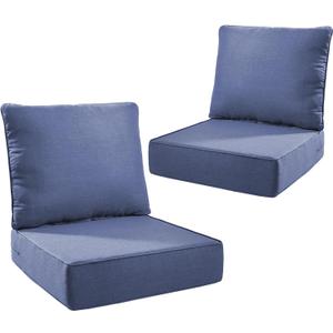 Outdoor Seat Cushion Set-24 x 24 x 6 Inch Outdoor Chair Cushions Set of 2 with Water Resistant & Removable Cover Outdoor Cushions for Patio Furniture Chair Sofa Couch-Blue