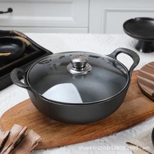 Cast Iron Wok with Handles, Suitable for Induction Electric Gas All Stoves (11 inch)