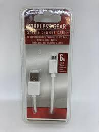 Wireless Gear Sync & Charge Cable 6 ft. White & Black  2 Pack