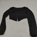 COZYEASE Women's Square Neck Bustier Corset Top Long Sleeve Fitted Crop Top M