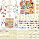 656Pcs Keychain Making Kit: Gold Jewelry Making Supplies Including 198 Charms 30 Keychain Clips with Organizer Box, Lip Gloss Key Chain Kits, Cute Bag Charm Kit for Backpacks DIY Crafts Accessories