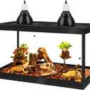 PROLEE Reptile Tank, 31 Gallon Beard Dragon Tank, Tempered Glass Reptile Encloure and Snake Tank with Locking Design for Lizard,Gecko,Chameleon (24"X15.5"X15.5",Black)