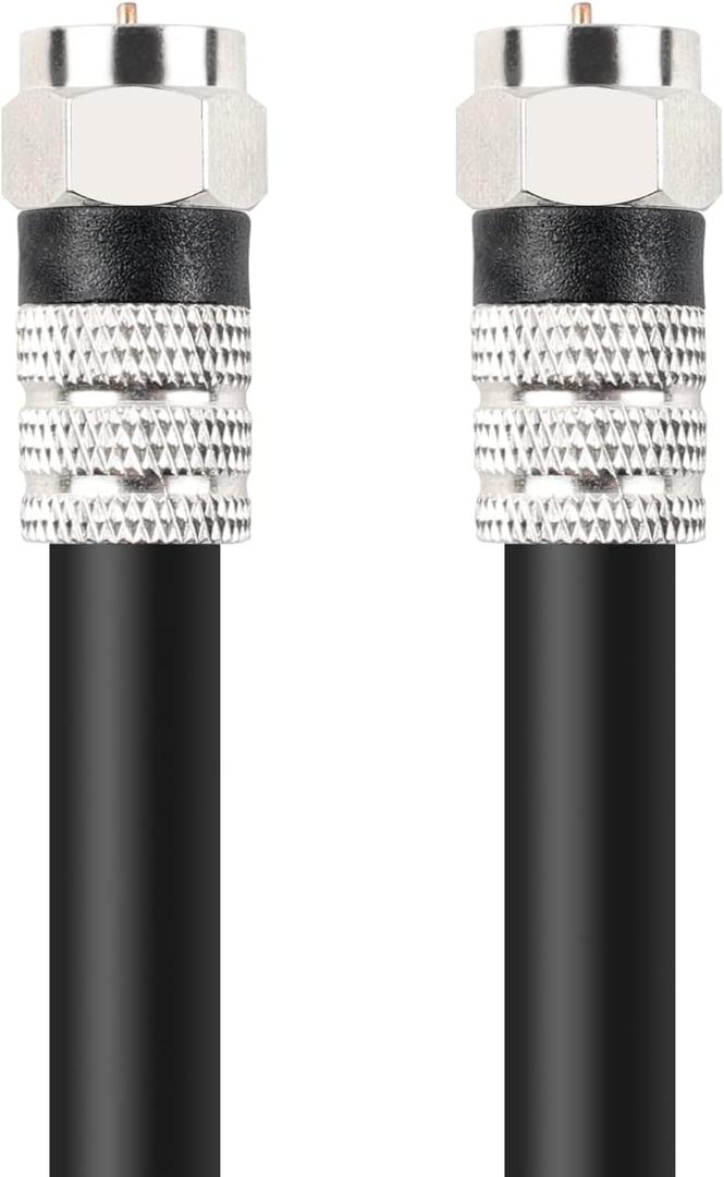 Postta Digital Coaxial Cable(10 Feet) Quad Shielded Black RG6 Cable with F-Male Connectors