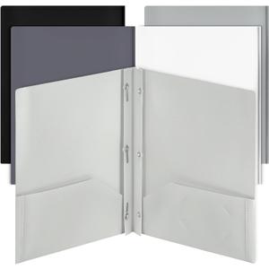 Mr. Pen- Plastic Folders with Pockets and Prongs, 5 Pack, Letter Size, Flexible Plastic Folders with Prongs, Black and White Theme