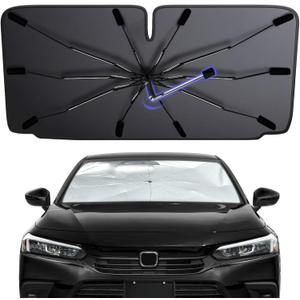 2025 Windshield Sun Shade Umbrella, Foldable Car Sunshade for Mid-Size Sedan, 360 Rotating Automotive Interior Sun Protection for 99% Heat UV Blocking, Auto Heat Shield Accessories(Medium)